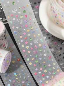 1 Roll Cute Small Piggy Handwritten Stickers, Suitable For Scrapbooking, Nail Art, Gifts, Office, Home, Marking, Labels, Classroom, Toys, Student Journaling, Creative Retro Sticker Decor DIY Supplies, Rainbow Gummy Series,School Supplies,Back To School