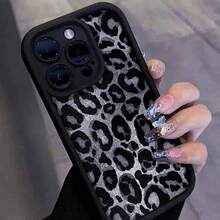 1 Stück Leoparden-Muster personalisierter und luxuriöser, süßer minimalistischer europäischer und amerikanischer Stil schöner Mode Frosted schwarz Lens Rahmen Farbverlauf Design Vollschutz weiche Handyhülle kompatibel mit Apple/Redmi/Transsion/Infinix/NOTE Smartphones wasserdicht stoßfest kratzfest - Verschiedenfarbig - Übersicht 3