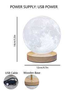 1pc Rotating Moon/Lunar Lamp, USB Powered Dimmable Adjustable Color Bedside Desk Decor Mood Light - Multicolor - View 10