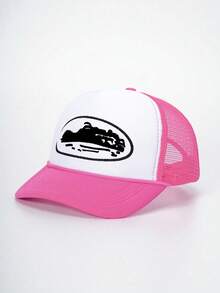 1pc Men's Embroidered Trucker Cap, Fashionable Elements Baseball Hat For Outdoor Sun Protection, Casual, Spring, Autumn Travel, Beach Vacation - Baseball Cap - View 10