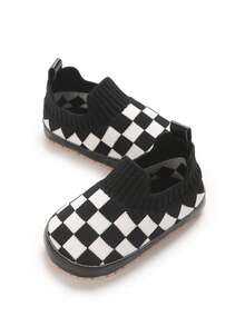 春秋季软底防滑婴儿鞋 0-12 个月，透气防滑室内/室外幼儿男童鞋 - 黑色 - 查看 5