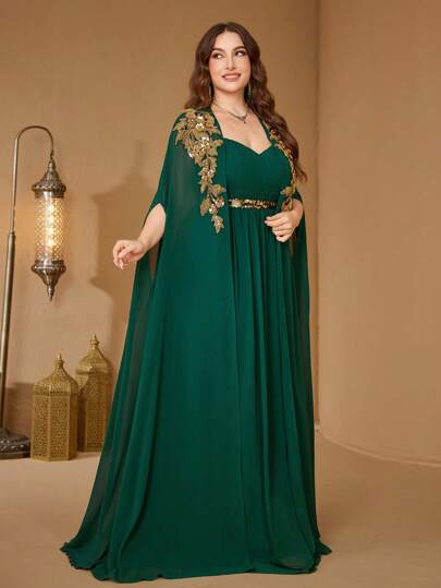 UNITHORSE Trägerloses Große Größen Kleid mit Pailletten Dekor, wandelbarer Bademantel-Stil, leichtes Abendkleid für festliche Anlässe