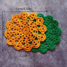 2/7 Peças Sousplats Redondos Coloridos Tecidos, Individuais de Crochê Feitas à Mão, Porta-Copos de Renda Vazada à Prova de Calor, Crochetados com 13 cm, Protetor de Copo/Garrafa para Decoração de Mesas de Festas, Feriados e Casamentos