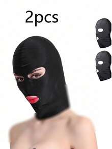 1 件装弹性布口罩和眼罩角色扮演万圣节防晒面具脸基尼头饰 - 黑色 - 查看 11