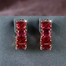 1 对女士简约时尚绿色玻璃圆形耳环，独特设计，适合日常佩戴、派对和生日礼物 - 綠色 - 查看 8