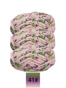 3 pièces Ruban de satin en polyester, environ 300g, mélange multicolore de fil doux en tissu - pour pantoufles au crochet DIY, sacs, panier de rangement (design d'emballage assorti)