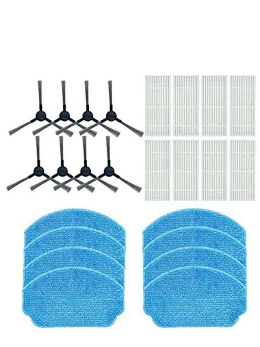 Replacement Filter Side Brush Mop Pad Set For BR150/BR151 Robot Vacuum Cleaner Accessories Contains: 8 Side Brushes 8 Filters 8 Rags. - View 1
