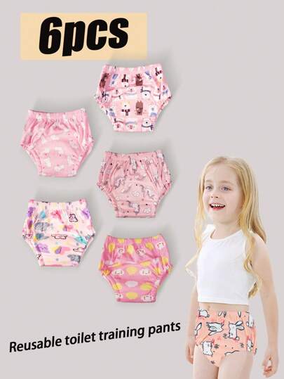 Paquete de 6 pantalones de entrenamiento suaves para niños - lavables, para todas las estaciones, colores mezclados, para entrenamiento de ir al baño de bebés/niños pequeños