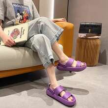 Ciabatte estive da donna con sorrisi e istantanee, sandali casual da donna traspiranti e antiscivolo da indossare all'aperto, scarpe da spiaggia con platform per donne