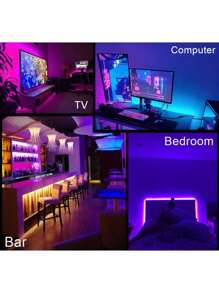 Luzes de LED de 44 Teclas 65 FT com Sincronização de Música, Luzes de Faixa de LED RGB Coloridas com Controle Remoto e Aplicativo, Luzes de LED Bluetooth, Luzes de LED para Quarto, Casa, Cozinha, Decoração, Festa