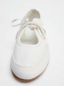 新款春秋季休闲芭蕾平底鞋，时尚玛丽珍系带浅口平底鞋，英伦风圣诞礼物 - 白色 - 查看 3