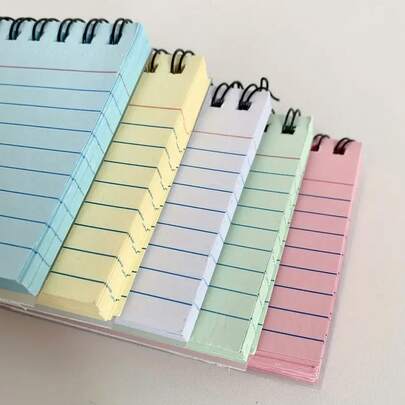 1/4pcs Minimalist Thickened Tear-Off Multi-Functional Wire Spiral Notepads, Candy Colors Horizontal Lines Students Portable Memo Pads, Index Cards, Grid Scrawl Revision Cards, Suitable For School, Office, Study, Memory, Sticky Notes, Back To School Supplies, Day Gift