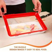 Recipiente de almacenamiento, bandejas de alimentos apilables y reutilizables con tapas, caja de conservación de alimentos al vacío duradera, para almacenar frutas, verduras, pan y carne, organización y almacenamiento de cocina, accesorios de cocina para Halloween y Navidad