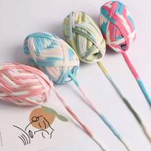 3 pièces Ruban de satin en polyester, environ 300g, mélange multicolore de fil doux en tissu - pour pantoufles au crochet DIY, sacs, panier de rangement (design d'emballage assorti)