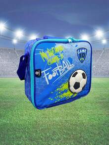 Set de mochila de futbol 3 piezas incluye lonchera y lapicero mochila escolar resistente diseño deportes organización uso diario compartimentos - Celeste - Ver 4