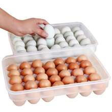 34 Compartment Egg Storage Box, Plastic Refrigerator Organizer Holder For Home, Stackable & Shockproof - Transparent - View 5