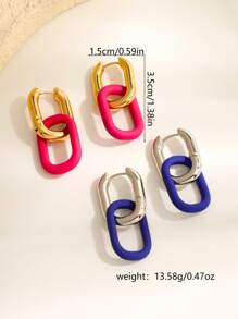 1 paire de boucles d'oreilles réversibles de style punk avec dégradé de couleur, chic et polyvalent