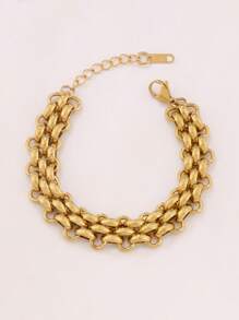 1 Peça Pulseira de Aço Inoxidável Feminina e Masculina, Design de Moda, Pulseira de Corrente Cubana Resistente, À Prova d''Água, Joia