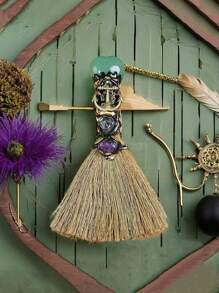 1pc Mini Crystal Magic Broom Decor For Home, Can Also Be Used For Desktop Cleaning, Halloween & Christmas Gift Home Decor Halloween Decor Fall Decor