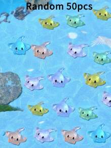 80/50/20/10/1pc Mini Night Glow Marine Animals Devil Fish,Colorful Miniature Realistic Devil Fish Decoration,Teenagers' Gift Or Incentive,Fish Species Birthday Gifts Graduation Party Gifts,Miniature Things Figurines To Hide For DIY Decoration, Ocean Style Party Ornaments