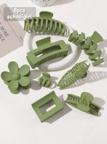 8 Piece Set Of Acrylic Textured Tie And Twist Clips Premium Quality Non-Slip Hair Claw For Girl Updo And Half Updo Styling