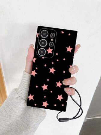Étui de téléphone anti-chute avec bords droits perforés, peint en étoiles multicolores, avec dragonne en silicone détachable, compatible avec 16/11/16pro/16plus/16promax/16e/15Promax/13/14/12/XS/XR/7G/8P, compatible avec Samsung Galaxy S25/S25PLUS/S25 Ultra/A16/A36/A26/A56/A50