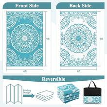 Alfombra de exterior reversible nueva, 6'x9', tapete de polipropileno impermeable para patio, caravana, balcón, cubierta, playa, picnic - Boho Teal 6 X 9 - Ver 2