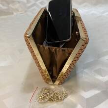 Luxury Rhinestone Clutch Bag - For Weddings, Parties And Special Events - Café - Ver 2