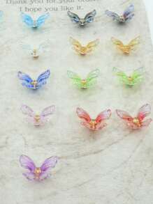 30 pezzi/confezione Decorazioni per unghie 3D in resina traslucida colorata a forma di farfalla, accessori fai-da-te