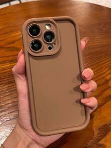Thick Textured Brown Material Simple Anti-Drop Thick Printed Phone Protective Case Suitable For IPhone 16/16 Pro/16 Pro Max/16 Plus/15 XR/7/8 15 Pro Max/12 Pro Max/13 Pro Max/14 Pro Max, 13, 14, 11, 12p, 14, P11, Soft Shell P12, Anti-Drop XS.XR/78P.78GES2, Phone Case Protective Cover Waterproof Shockproof Scratch Resistant - Khaki - View 5