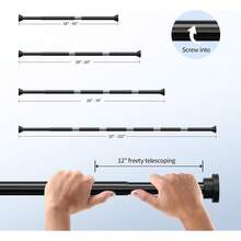 New Shower Curtain Rod, 1" Diameter Heavy Duty Tension Shower Rod, Non Slip Adjustable 28-102 Inch No Drilling Shower Curtain Rods Spring Tension For Bathroom, Shower Stall, No Rust, Black - 黑色28-102英寸 - 查看 5