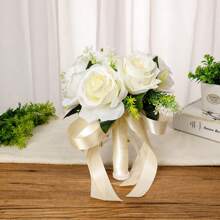 1PC Bridal Bridesmaid Wedding Decoration Rose Artificial Bouquets, Wedding Party Decoration Lifelike Fake Flowers Bridal Shower Wedding Tossing Bouquet Bridal Bouquet For Wedding Ceremony Anniversary