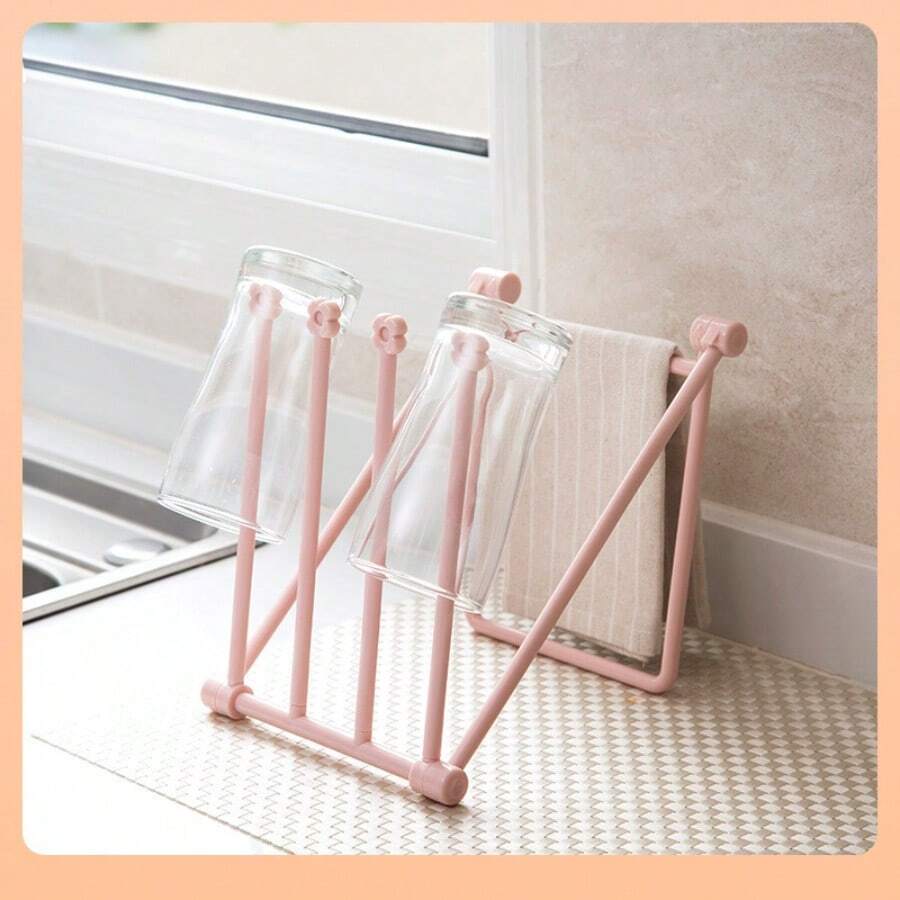 2pcs Foldable Wall-Mounted Organizer Rack - Multi-Layer Storage Shelf, Soft Pink Frame, Durable Plastic Hair Band Clips, Towel Holder - Space Saving, For Women, Bathroom, Bedroom, Kitchen, Playful Design, Lightweight, Hanging Jewelry Organizer