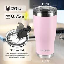 20 Oz Tumbler, Stainless Steel Vacuum Insulated Coffee Tumbler Water Cup, Double Wall Travel Mug With Lid, Perfect For Hot And Cold Drinks - Pink - View 3