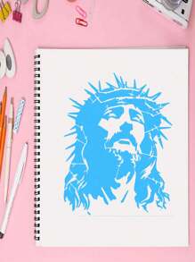 1pc Jesus Artistic Human Portrait Stencils, 11.81*8.19 Inch, Durable PET Craft Templates For Painting, Tattoo Stencil, Home Decor - Wall Art, Art Supplies, Henna Stencils,Craft Supplies,Art Crafts For Adults,Back To School,School Supplies