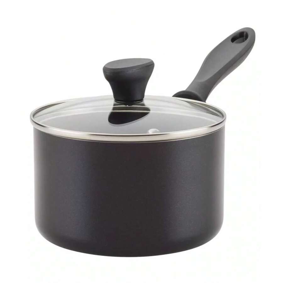 Farberware Reliance 2qt Aluminum Nonstick Covered Saucepan Cookware Pot - Black: Dishwasher & Oven Safe, Glass Lid - 1 - View 1