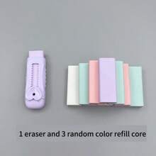 Cute Heart-Shaped Eraser Set, Durable ABS Material, Push-Pull Design, Lovely Macaron Colors, Suitable For Office And School Use