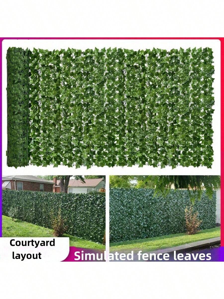 1pc Artificial Fence, Realistic Faux Plant Vine Decorative Garden Railing Fence, Expandable Wooden Trellis - Green - View 1
