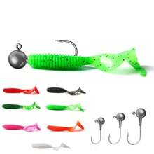 40pcs Soft Lure Soft Worms + 10pcs Lure Jighead Kit Box - A - View 2