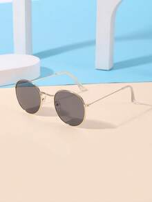 1 副青少年 14-16 岁金属圆框时尚金色眼镜，适合节日出游、服装搭配