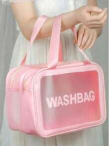 1 件透明 PVC 盥洗包、夏季旅行化妆包、便携式浴室洗漱包、大容量旅行包、多功能刷子收纳袋、手提包、行李包、旅行化妆品收纳包、适用于护肤、化妆、眉笔、眼影盘、口红、面膜、粉扑 - 彩色 - 查看 14