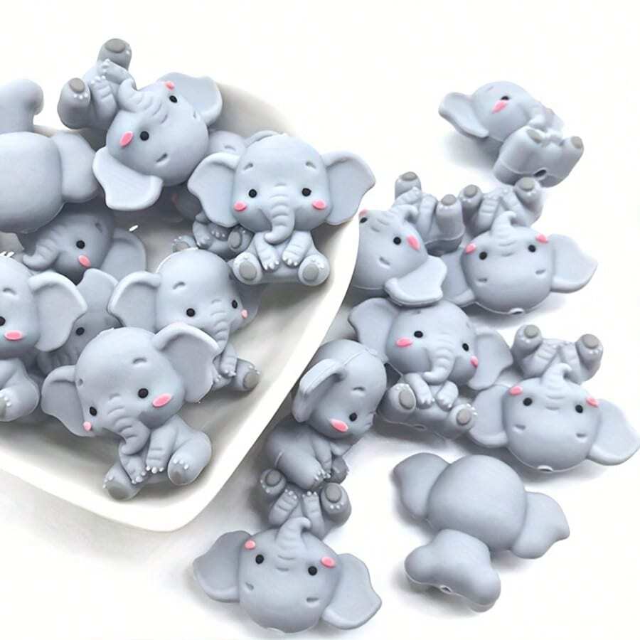 6 件 3D 硅胶大象珠,灰色间隔饰物,适用于 DIY 珠宝制作、钥匙扣、服装配饰和手工礼品、珠宝制作用品 - 小象 - 查看 1