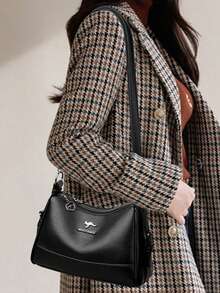 女士 2025 女式斜挎包钱包和手提包包奢华设计师女士手提包高品质皮革单肩包 - 黑色 - 查看 12