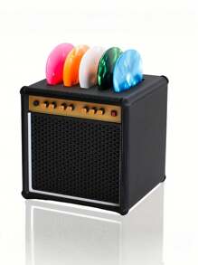 1pc Guitar Pick Holder - Guitar Shaped Pick Organizer Case, Can Hold 5 Guitar Picks, Convenient Carrying, Elegant Pick Pouch Guitar Pick Holder, Guitar Speaker Model Pick Holder (Without 5 Random Colored Picks) , Portable And Popular Guitar Pick Rack, Suitable For Guitarists Use As Gift Giving