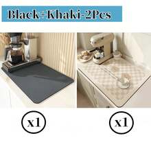 Estera absorbente de cocina súper absorbente, estera antideslizante para drenaje de platos de café, estera de secado rápido para drenaje de baño, estera de vajilla - Caqui - 2 piezas - Ver 9