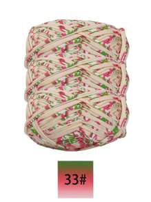 3 pièces Ruban de satin en polyester, environ 300g, mélange multicolore de fil doux en tissu - pour pantoufles au crochet DIY, sacs, panier de rangement (design d'emballage assorti)