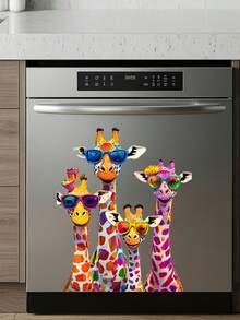 1pc Funny Colorful Cute Giraffe Wall Sticker Suitable For Living Room, Bedroom, Study PVC Material, Vinyl Decal For Home Decorations, Home Decoration Items Refresh Your Home - Multicolor - View 2