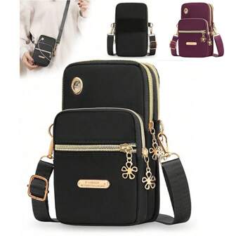 Women's Casual Sports Outdoor Phone Pouch Wristlet Arm Band Multi-Layer Solid Color Coin Wallet Crossbody Bag Wallet Shoulder Bag Women's Wallet And Purse Bag Ladies' Handbag For Women Wallet Purse Wallet