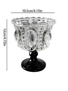 Taza de cristal retro con relieve, copa para postre de yogur con pie alto, taza de café estilo europeo antiguo y creativa