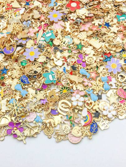 WGRXIRANYKM 20/50/100/150pcs Random Mix Fashion Alloy Bulk Enamel Heart Shape Fruit Charm DIY Pendant For Bracelet Ear Jewelry Necklace Women Jewelry Making Accessories Jewelry Supplies Daily Dating Charm Pendant